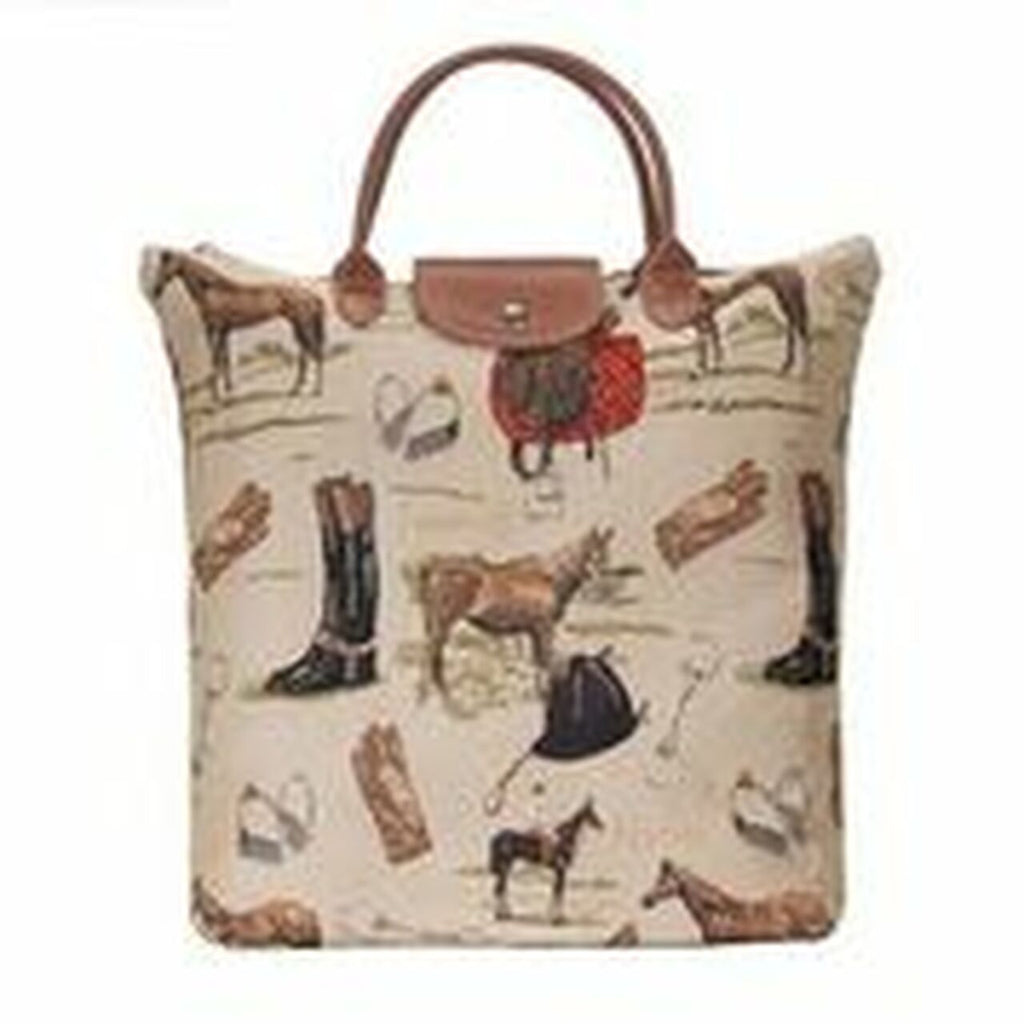 Tapestry Foldaway Bag - Horses