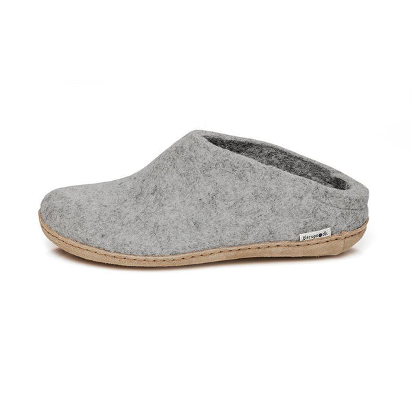 Glerups Slipper Open Heel Leather Sole Grey The Tack Shoppe of Collingwood