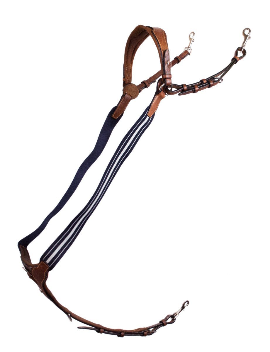 Antares Elastic Breastplate with Fork Attachment - Grained Leather - The Tack Shoppe