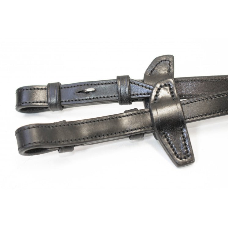 Antares Precision Rubber & Nylon Reins with Hand Stop - Black - The Tack Shoppe