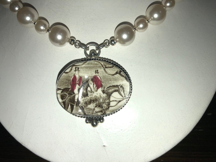 Horsefeathers California Style Pearl Necklace with Medium China Pendant - The Tack Shoppe