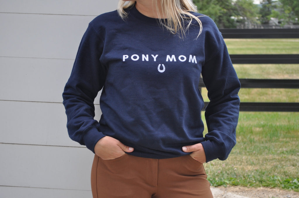 Laced Reins EQ - Pony Mom Crewneck: Navy
