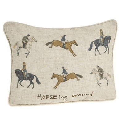 Linen Mix Cushion 12" x 16" - HORSEing Around - The Tack Shoppe