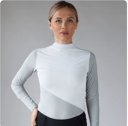 Armateq ULTRA BREATHABLE MOCK NECK LONG SLEEVE - White/Sage - The Tack Shoppe