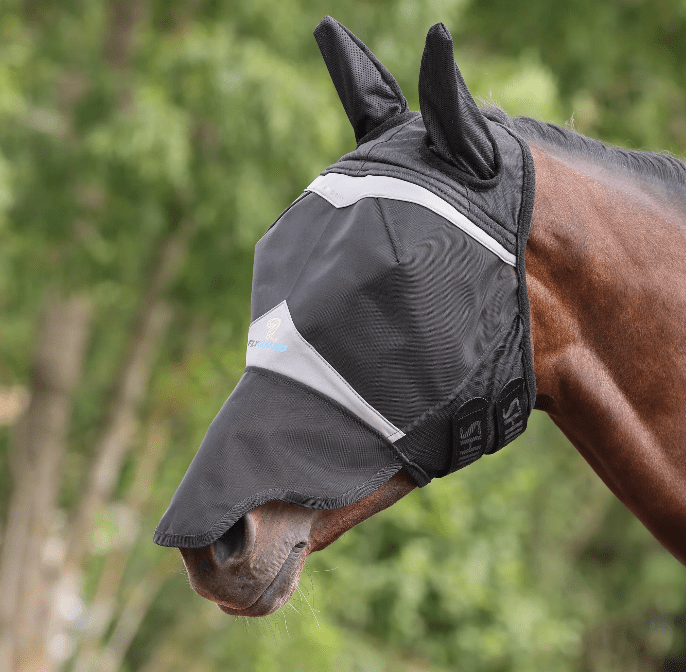 Shires FlyGuard Pro Fine Mesh Fly Mask with Ears & Nose - The Tack Shoppe