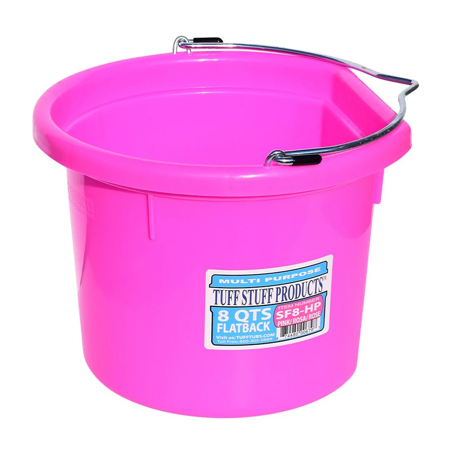 Tuff Stuff Flat Back Pails - 8QT/Pink - The Tack Shoppe