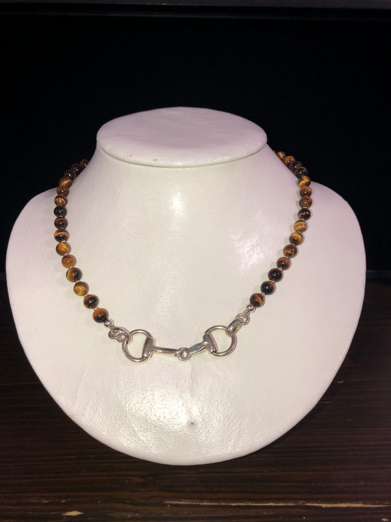 Horsefeathers California Tiger Eye Necklace with Medium Silver Bit