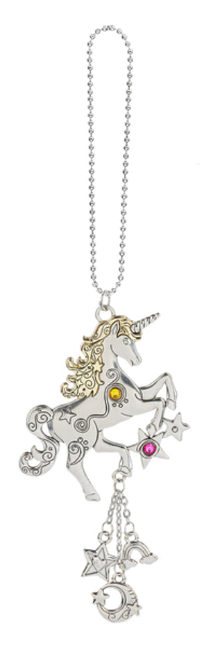 Car Charm - Silver Unicorn with Charms