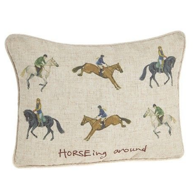 Linen Mix Cushion 12" x 16" - HORSEing Around
