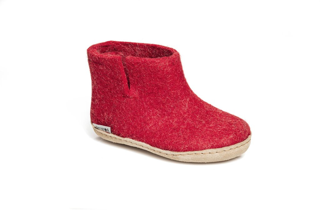 Glerups Kids Boots Leather Sole - Red