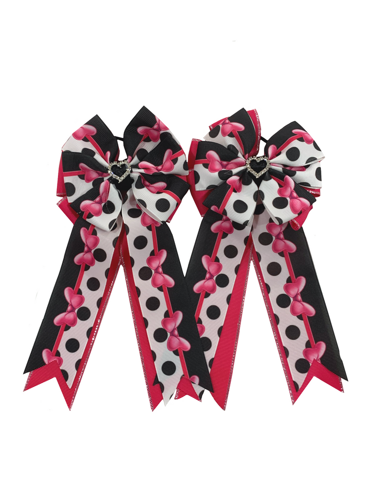 My Barn Child Show Bows: Black/Pink/Dots