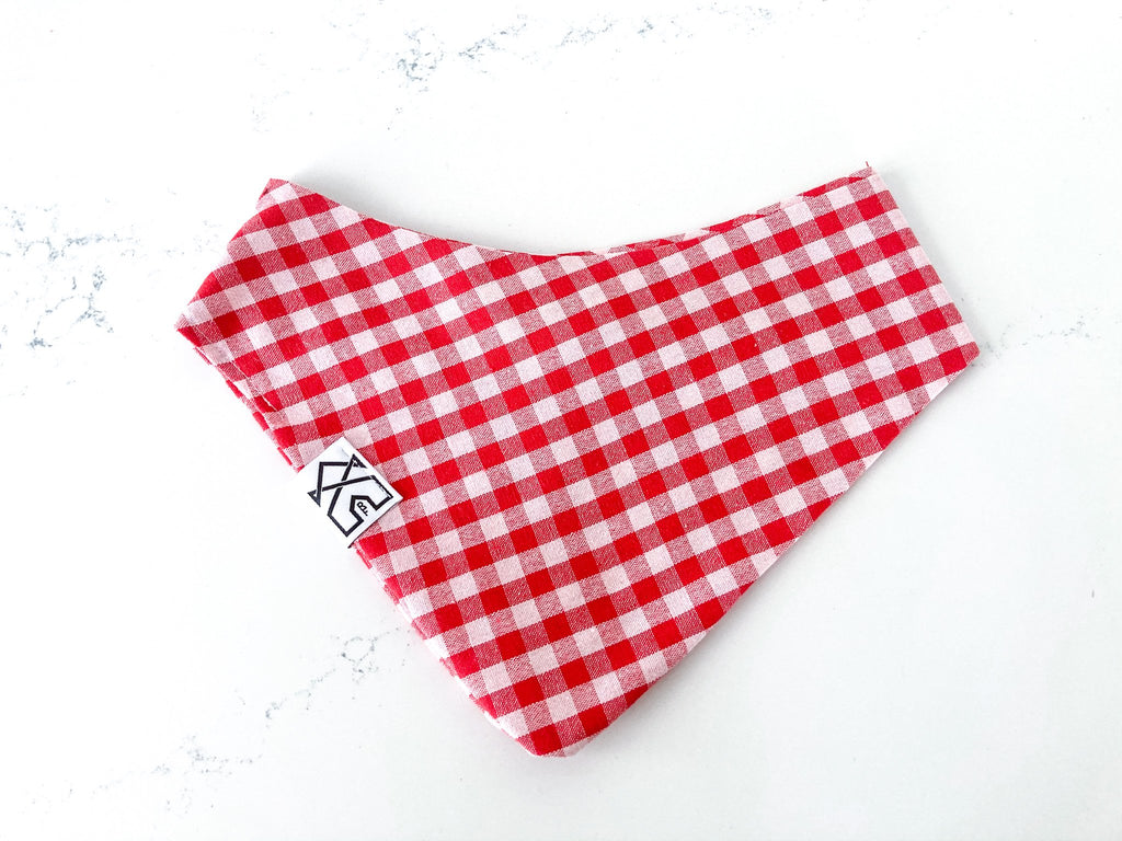 Red Farmhouse Red & White Plaid Dog Bandana