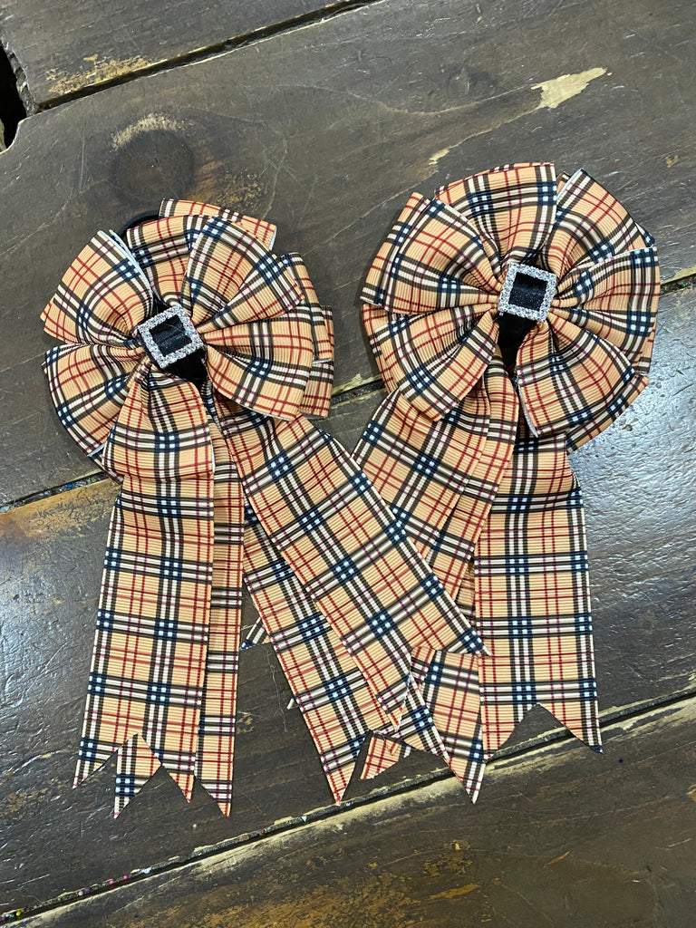 My Barn Child Show Bows: 'Burberry' Plaid