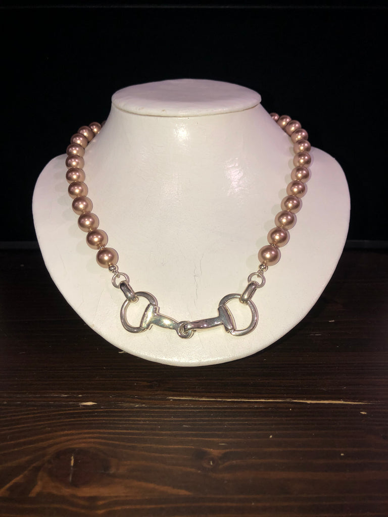 Horsefeathers California Style Pearl Necklace with Large Bit and Bar