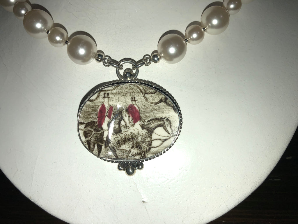 Horsefeathers California Style Pearl Necklace with Medium China Pendant