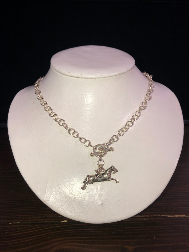 Horsefeathers Link Chain Jumping Horse and Toggle Necklace