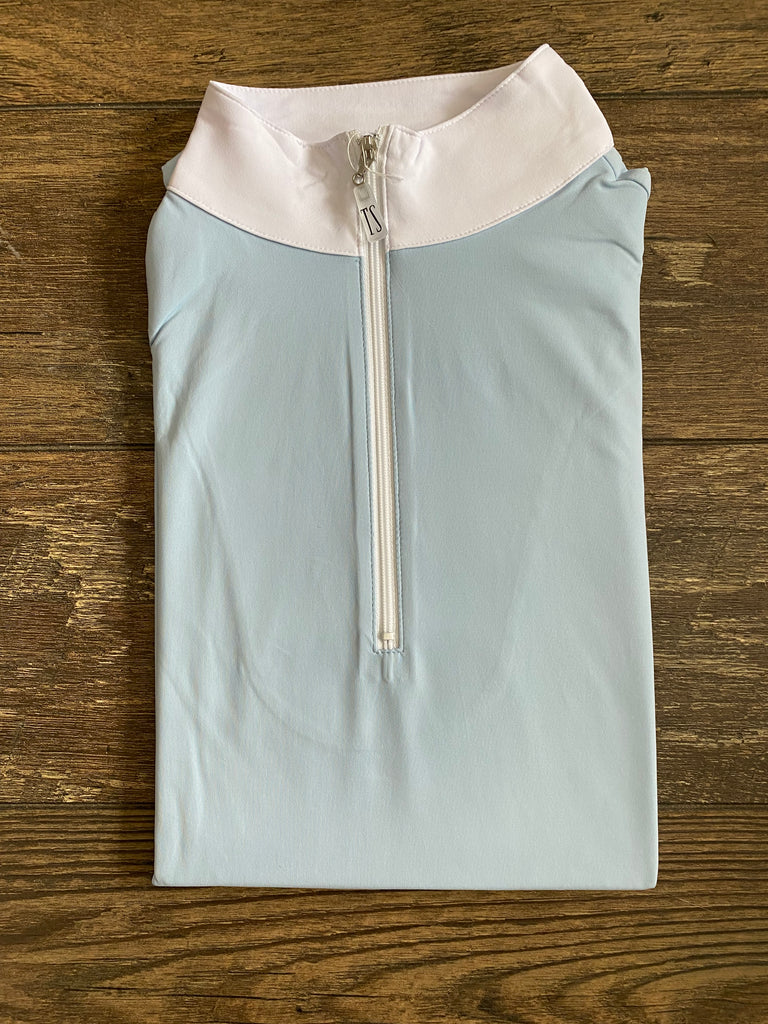 Tailored Sportsman Icefil Sun Shirt Long Sleeve - Light Blue with White Collar
