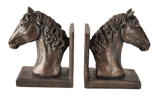 Antique Bronzed Horse Head Bookends