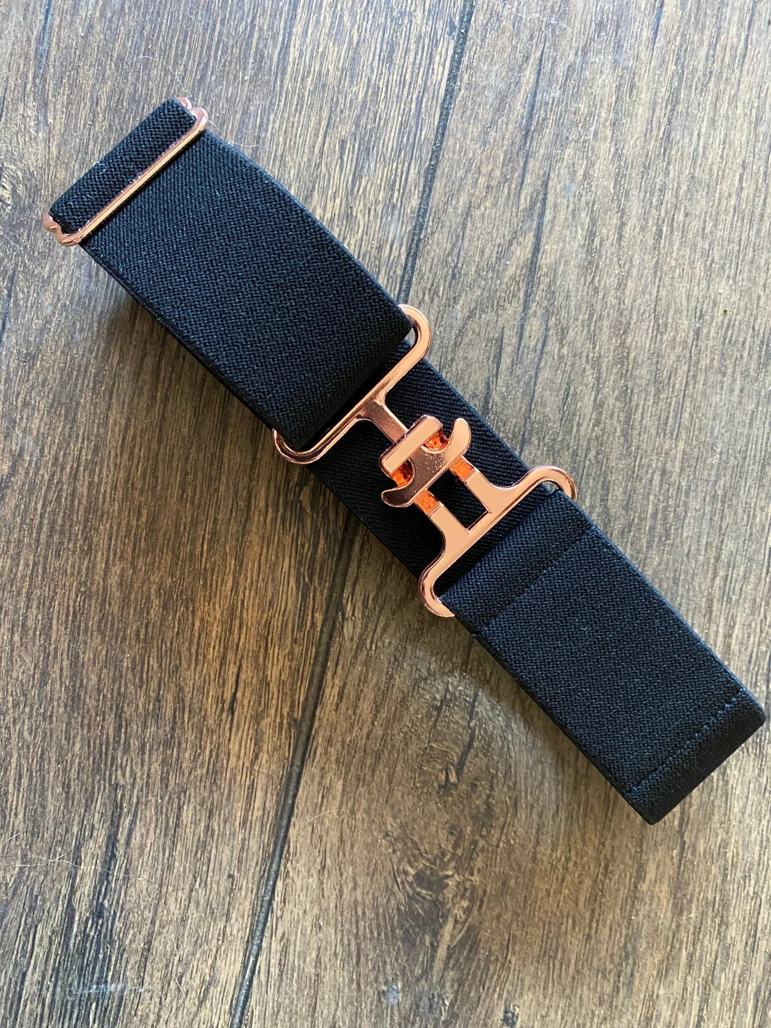 Bedford Jones Belts - 1.5 Inch Black with Rose Gold Surcingle *TSOC EXCLUSIVE* - The Tack Shoppe