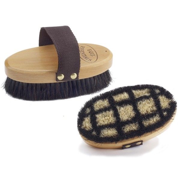 Equi - Essentials Body Brush with Pig Bristles - Medium - The Tack Shoppe