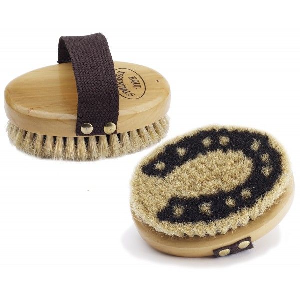 Equi - Essentials Horseshoe Body Brush with Horse Hair - The Tack Shoppe