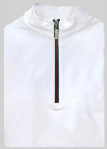 Tailored Sportsman Icefil Sun Shirt Long Sleeve -White with Hunter Green & Burgundy Zipper