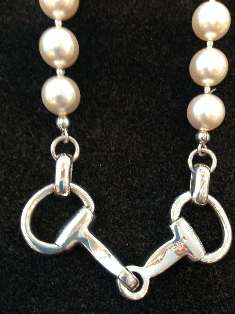 Horsefeathers California Style Pearl Necklace with Large Bit and Bar
