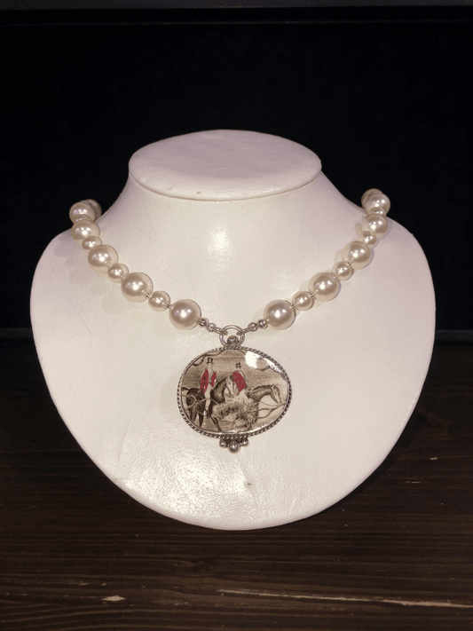 Horsefeathers California Style Pearl Necklace with Medium China Pendant - The Tack Shoppe
