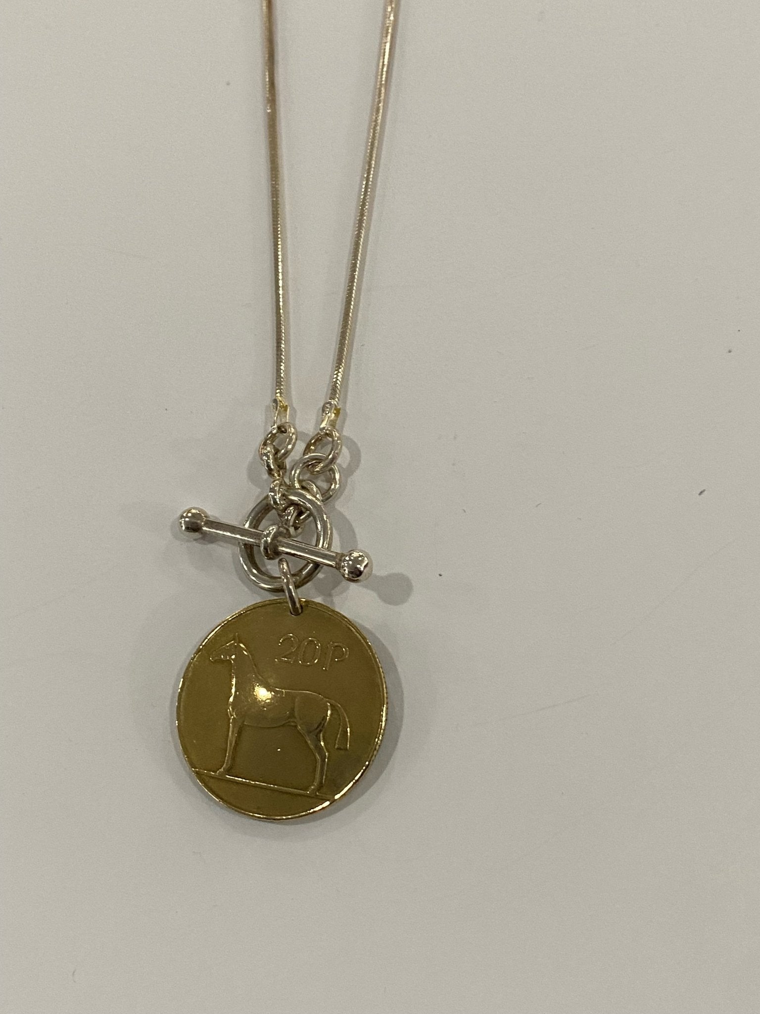 Horsefeathers Snake Chain Gold Filled Equestrian Irish Coin and Toggle Necklace - The Tack Shoppe