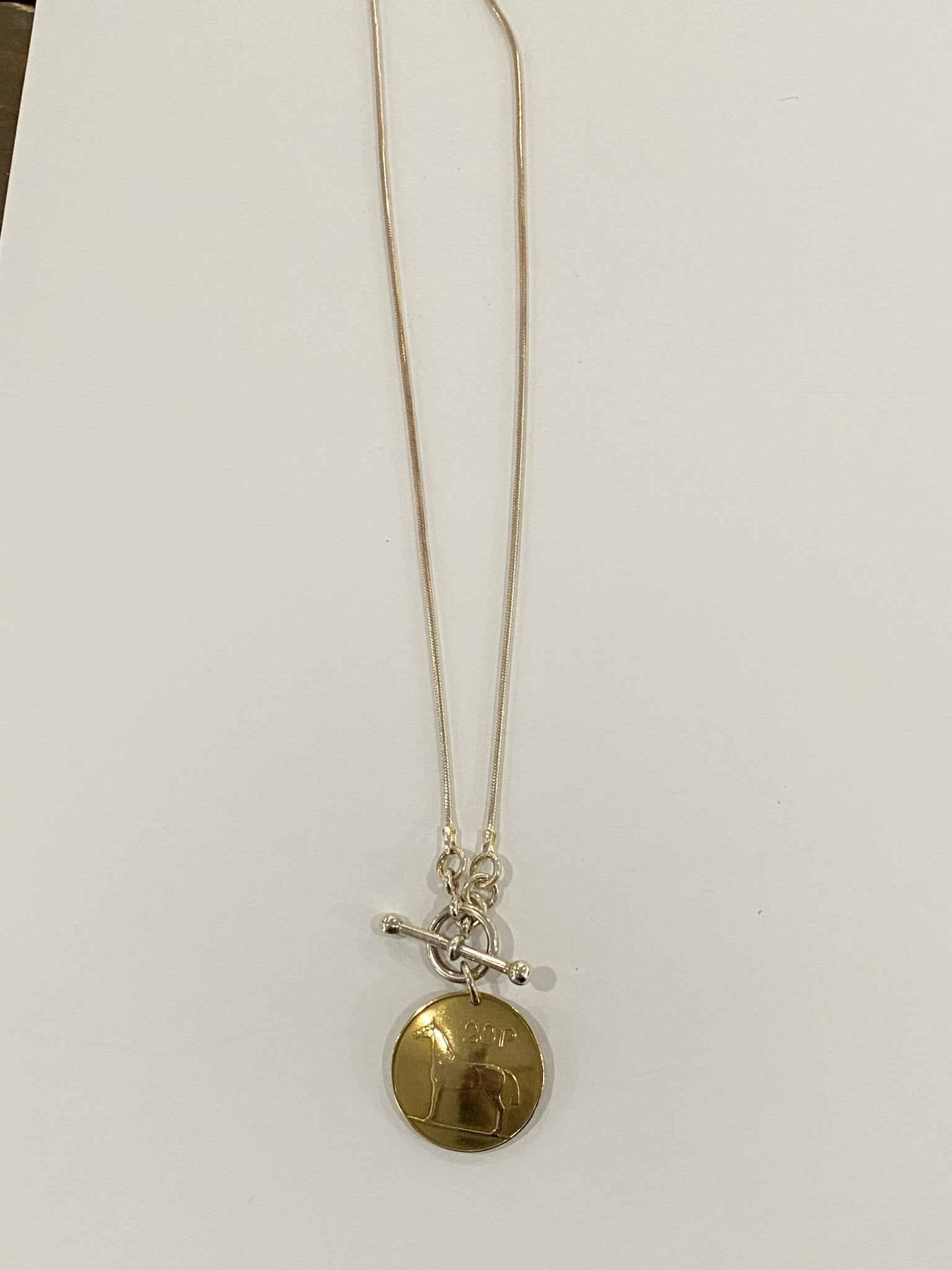 Horsefeathers Snake Chain Gold Filled Equestrian Irish Coin and Toggle Necklace - The Tack Shoppe