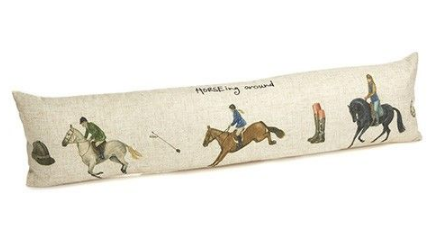 Linen Mix Pillow - "Horsing Around"