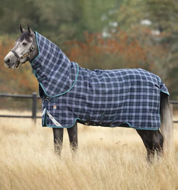 Horseware Rhino Plus with Varilayer (250g Medium) - Navy Check/Teal - The Tack Shoppe