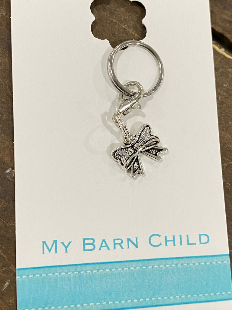 My Barn Child Bridle Charm: Ribbon Bow ~ Silver