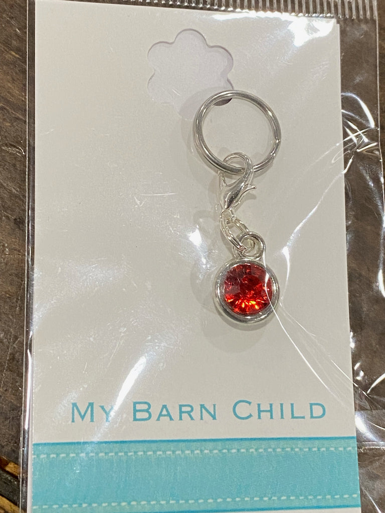 My Barn Child Bridle Charm: Solitaire Crystal ~ Red