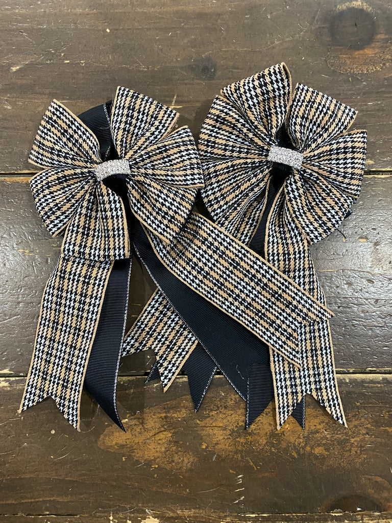 My Barn Child Show Bows: Tweed Plaid Black/Tan