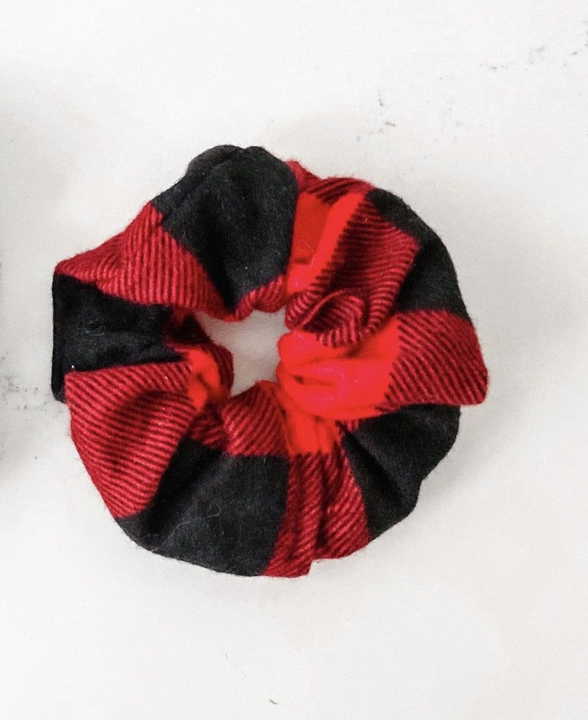 Red Farmhouse Red & Black Buffalo Plaid Scrunchie