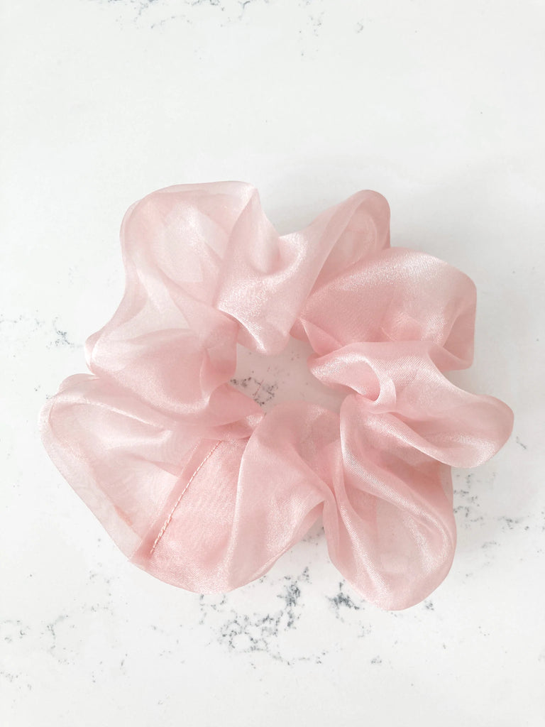 Red Farmhouse Blush Organza Scrunchie