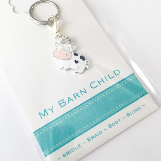 My Barn Child Bridle Charm: Black & White Cow