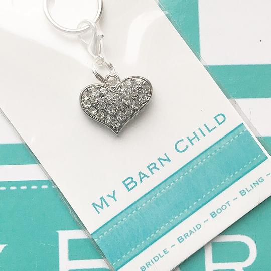 My Barn Child Bridle Charm: Heart ~ Large Crystal ~ White