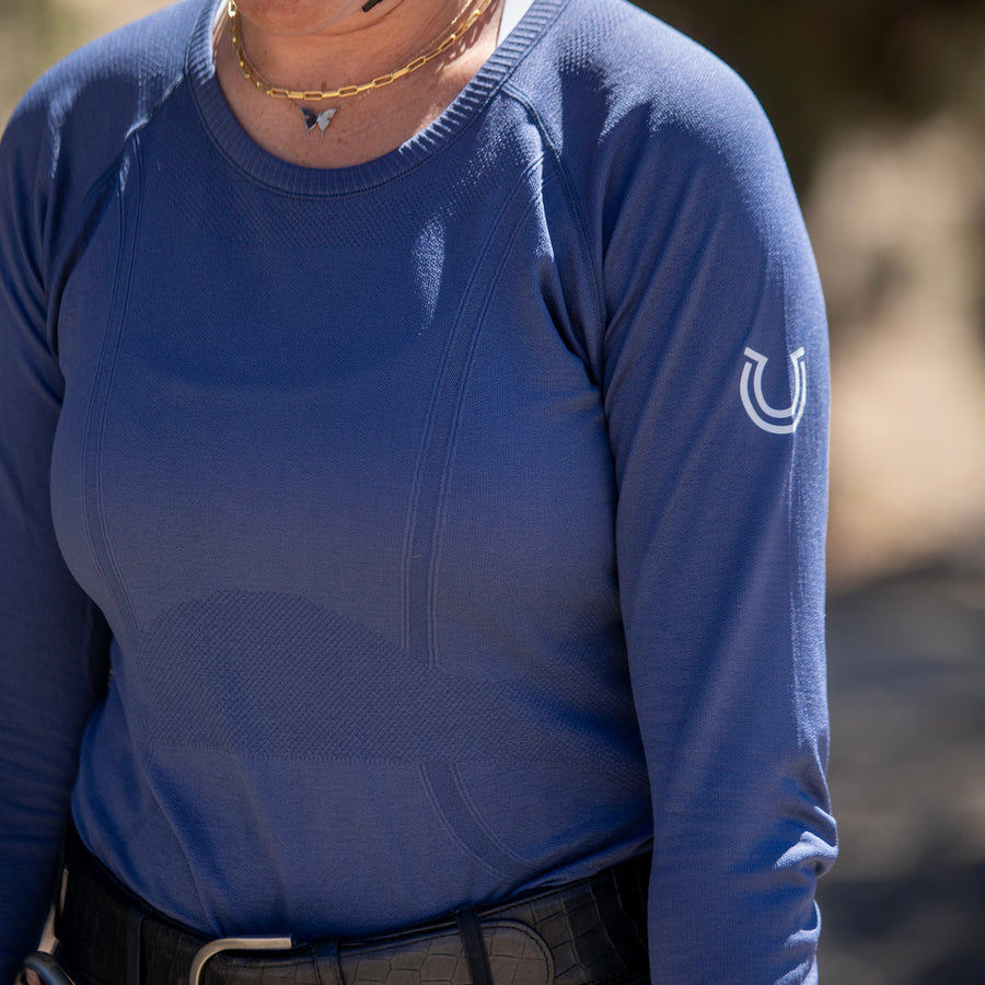 THE FIT EQ: Long Sleeve Seamless Schooling Top - Blueberry