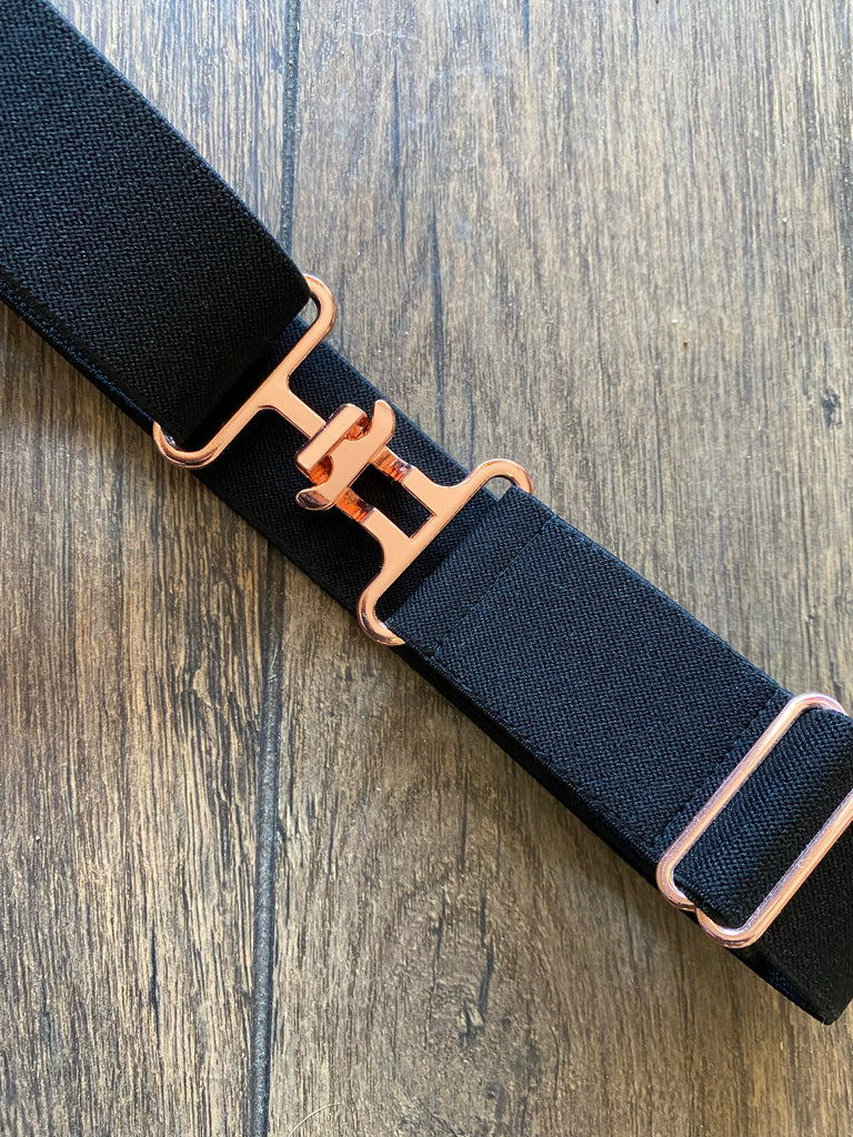 Bedford Jones Belts - 1.5 Inch Black with Rose Gold Surcingle *TSOC EXCLUSIVE*