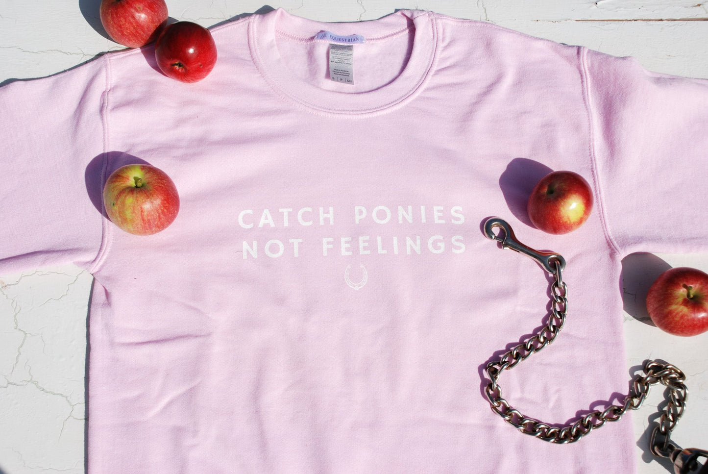 Laced Reins EQ - Catch Ponies Not Feelings Crewneck: Pink - The Tack Shoppe