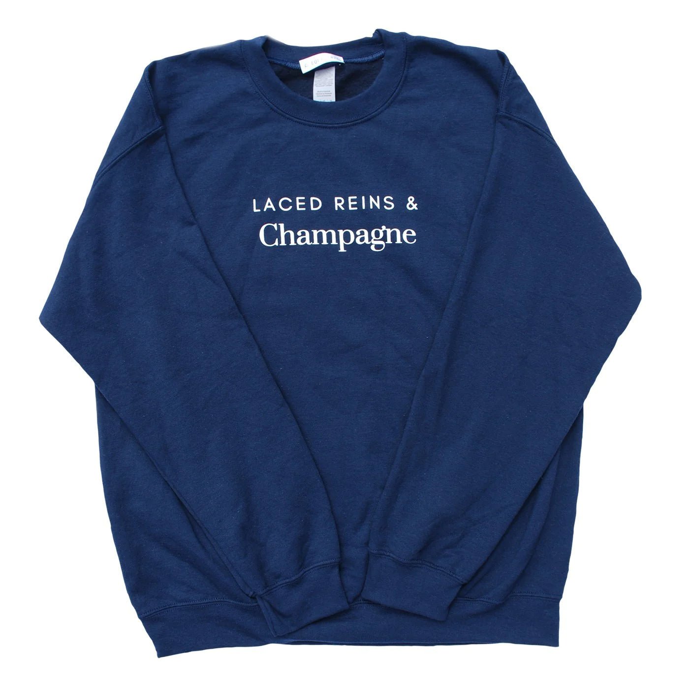 Laced Reins EQ - Laced Reins & Champagne Crewneck: Navy - The Tack Shoppe