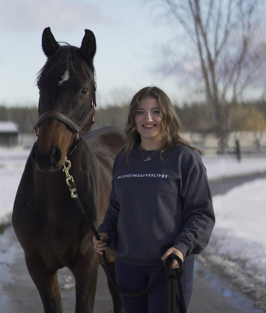 Laced Reins EQ - LungingSavesLives Crewneck: Steel - The Tack Shoppe