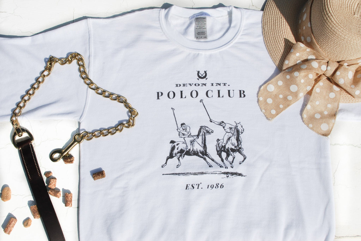 Laced Reins EQ - Polo Club Crewneck: White - The Tack Shoppe