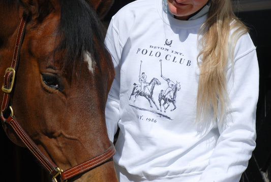 Laced Reins EQ - Polo Club Crewneck: White - The Tack Shoppe