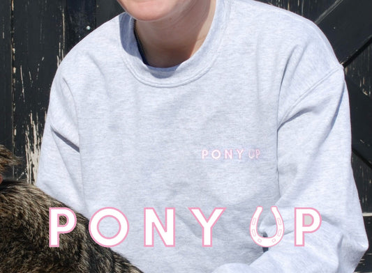 Laced Reins EQ - Pony Up Crewneck : Grey - The Tack Shoppe
