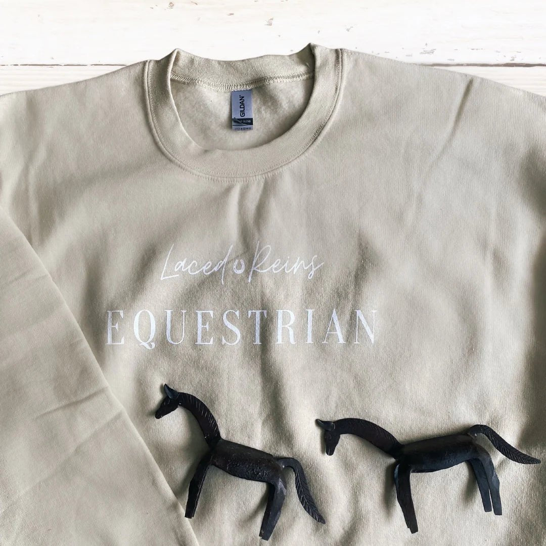 Laced Reins Eq: Signature Crewneck - Sand - The Tack Shoppe