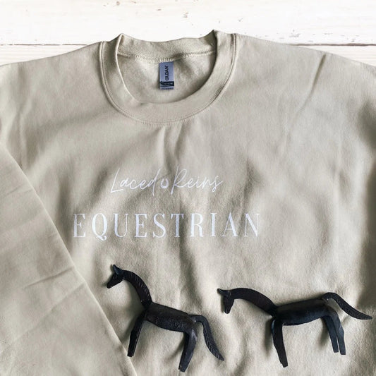 Laced Reins Eq: Signature Crewneck - Sand - The Tack Shoppe