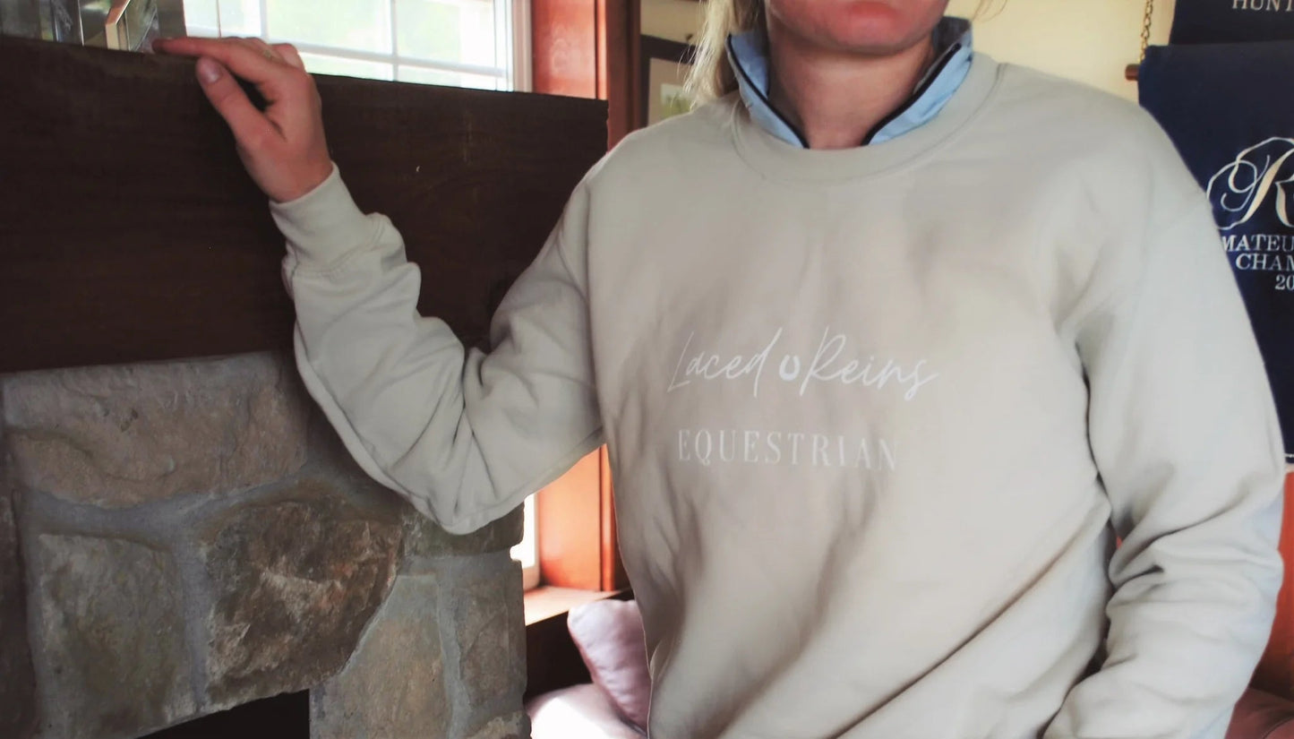 Laced Reins Eq: Signature Crewneck - Sand - The Tack Shoppe